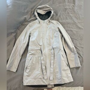 The North Face Tie Waist Gray Hooded Raincoat